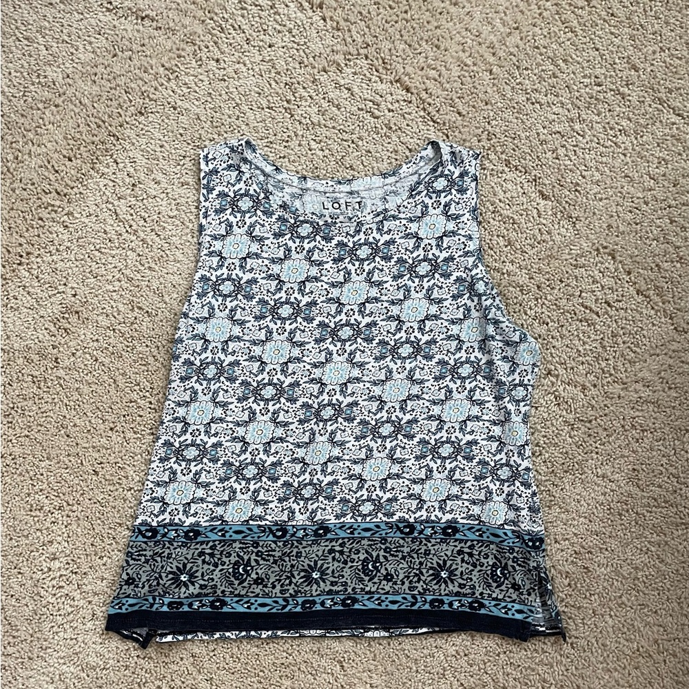 Loft print knit tank top in size M